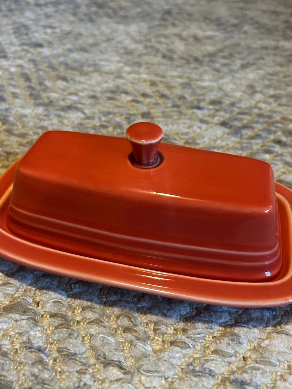 Fiesta burnt orange Ceramic Butter Dish with Lid